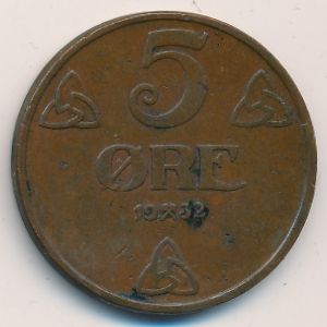 Norway, 5 ore, 1932