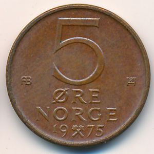 Норвегия, 5 эре (1975 г.)