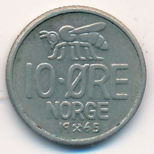 Norway, 10 ore, 1965