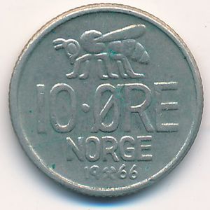Норвегия, 10 эре (1966 г.)