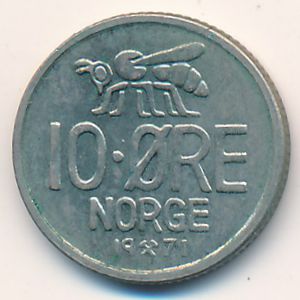 Норвегия, 10 эре (1971 г.)