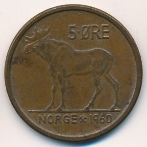 Norway, 5 ore, 1960