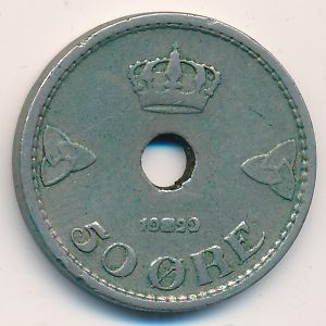 Норвегия, 50 эре (1929 г.)