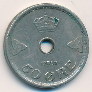 Норвегия, 50 эре (1947 г.)