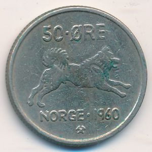 Норвегия, 50 эре (1960 г.)