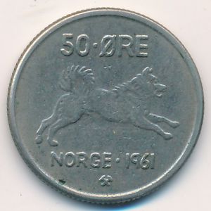 Норвегия, 50 эре (1961 г.)