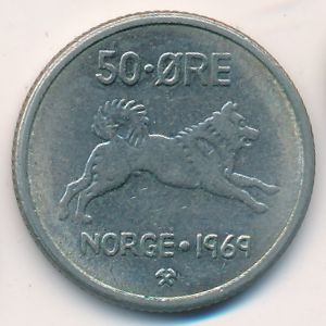 Норвегия, 50 эре (1969 г.)