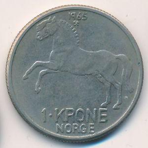 Норвегия, 1 крона (1965 г.)