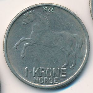 Норвегия, 1 крона (1966 г.)