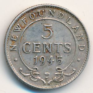 Ньюфаундленд, 5 центов (1945 г.)