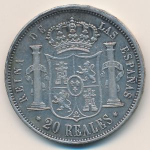 Испания, 20 реалов (1850–1855 г.)