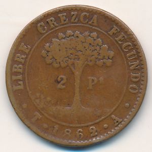 Honduras, 2 pesos, 1862