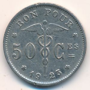 Belgium, 50 centimes, 1923
