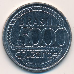 Бразилия, 5000 крузейро (1992 г.)