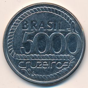 Бразилия, 5000 крузейро (1992 г.)