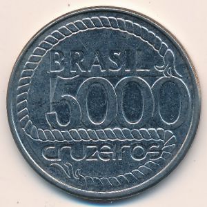 Бразилия, 5000 крузейро (1992 г.)