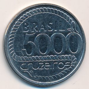 Бразилия, 5000 крузейро (1992 г.)