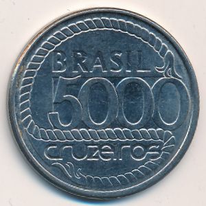 Бразилия, 5000 крузейро (1992 г.)