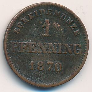 Бавария, 1 пфеннинг (1870 г.)