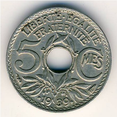 France, 5 centimes, 1938–1939
