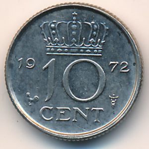 Нидерланды, 10 центов (1972 г.)