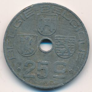 Belgium, 25 centimes, 1943