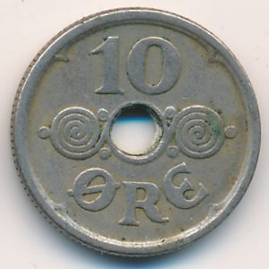 Denmark, 10 ore, 1924