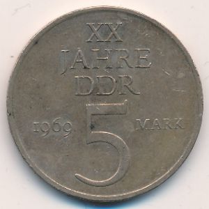 German Democratic Republic, 5 mark, 1969