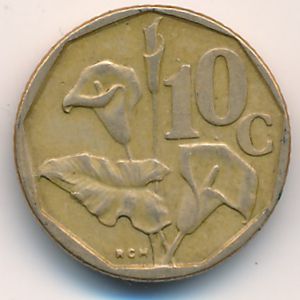 South Africa, 10 cents, 1990