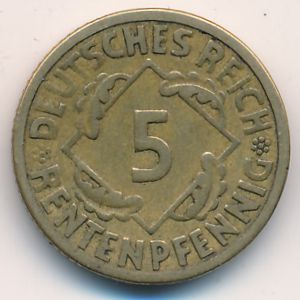 Веймарская республика, 5 рентенпфеннигов (1924 г.)