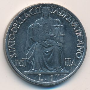 Ватикан, 1 лира (1942 г.)