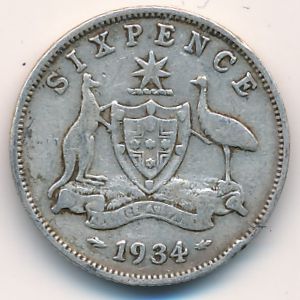 Австралия, 6 пенсов (1934 г.)