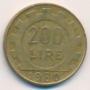 Italy, 200 lire, 1980