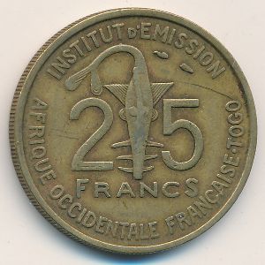 Французская Западная Африка, 25 франков (1957 г.)