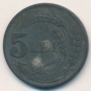 Romania, 5 lei, 1942