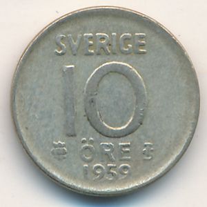 Sweden, 10 ore, 1959