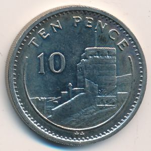 Гибралтар, 10 пенсов (1988 г.)