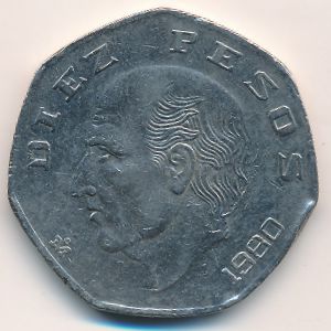 Mexico, 10 pesos, 1980