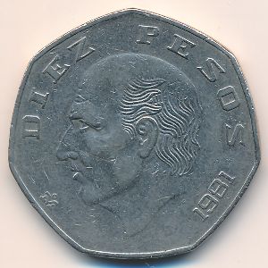 Мексика, 10 песо (1981 г.)