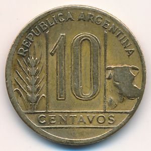 Аргентина, 10 сентаво (1945 г.)