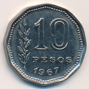 Аргентина, 10 песо (1967 г.)