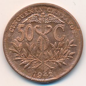 Bolivia, 50 centavos, 1942