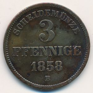 Birkenfeld, 3 pfennig, 1858