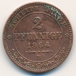 Саксония, 2 пфеннига (1864 г.)