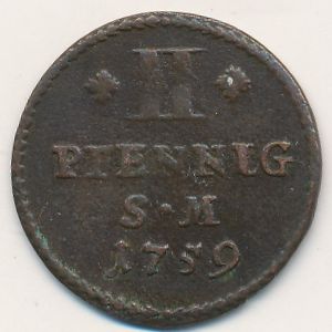 Mainz, 2 pfennig, 1759–1760