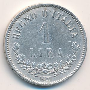 Италия, 1 лира (1863 г.)