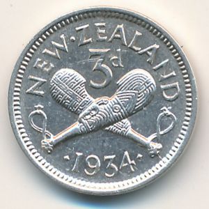 Новая Зеландия, 3 пенса (1934 г.)