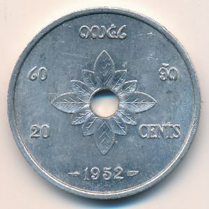 Лаос, 20 центов (1952 г.)