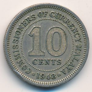 Malaya, 10 cents, 1948