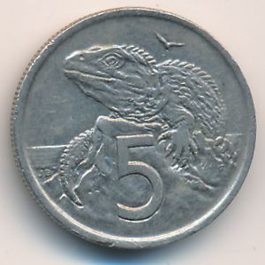 New Zealand, 5 cents, 1975